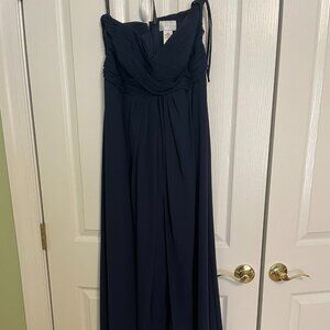 Floor Length Bill Levkoff Navy Bridesmaid Gown